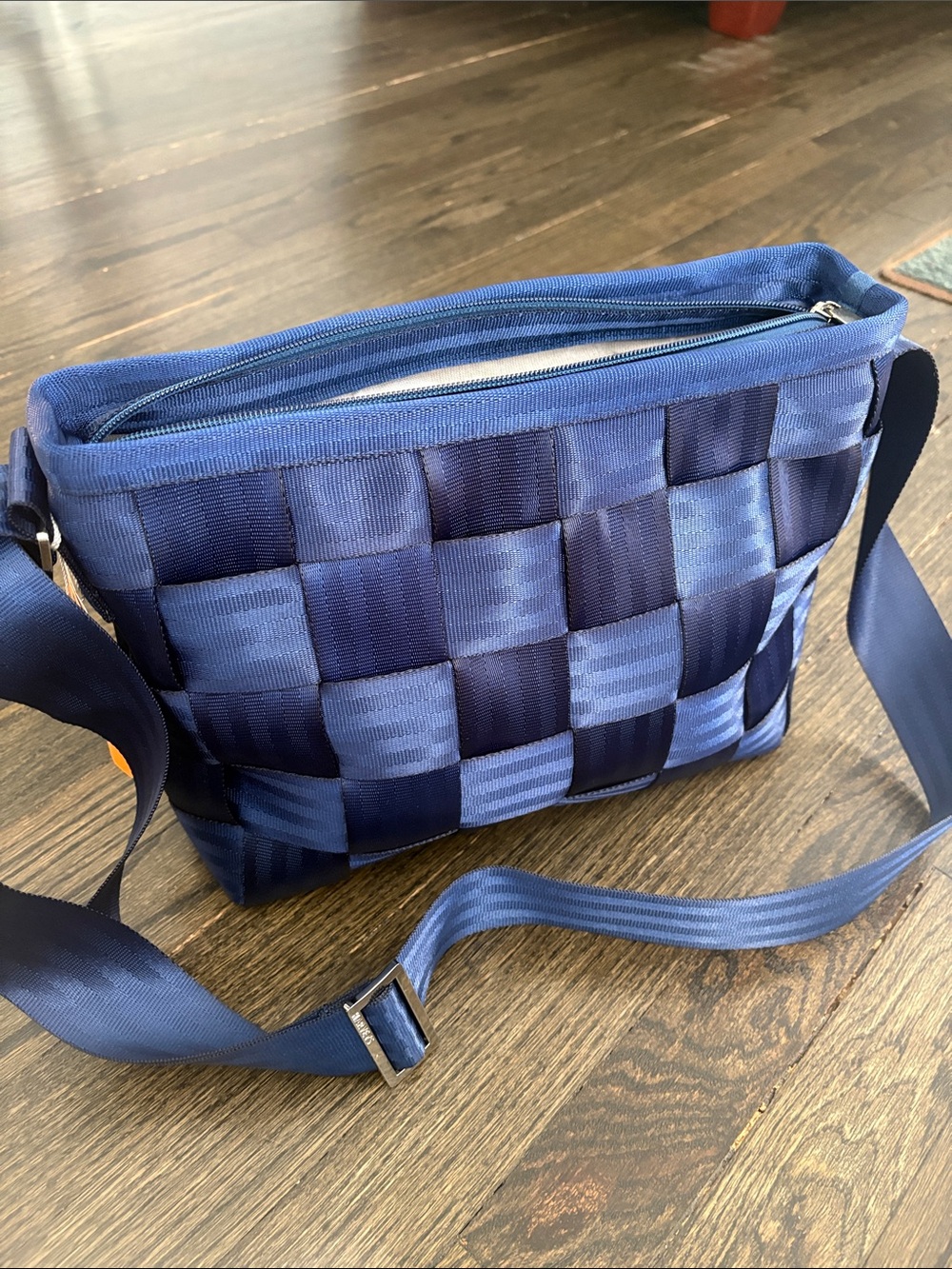 Navy Blue Woven Messenger Bag - Salvage Indigo NWT - Picture 3 of 14